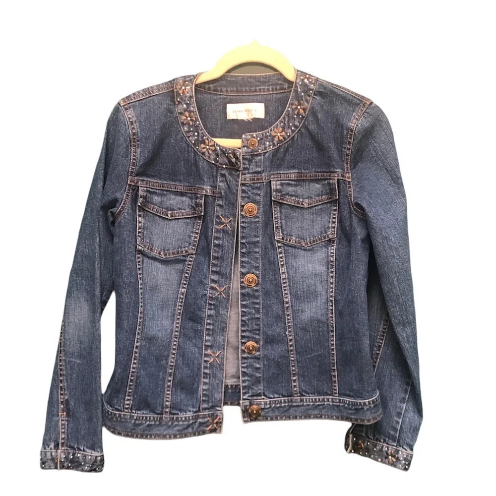 SUSAN BRISTOL BEADED EMBELLISHED Y2K DENIM JACKET